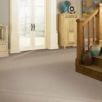 Residential entry with berber style carpet