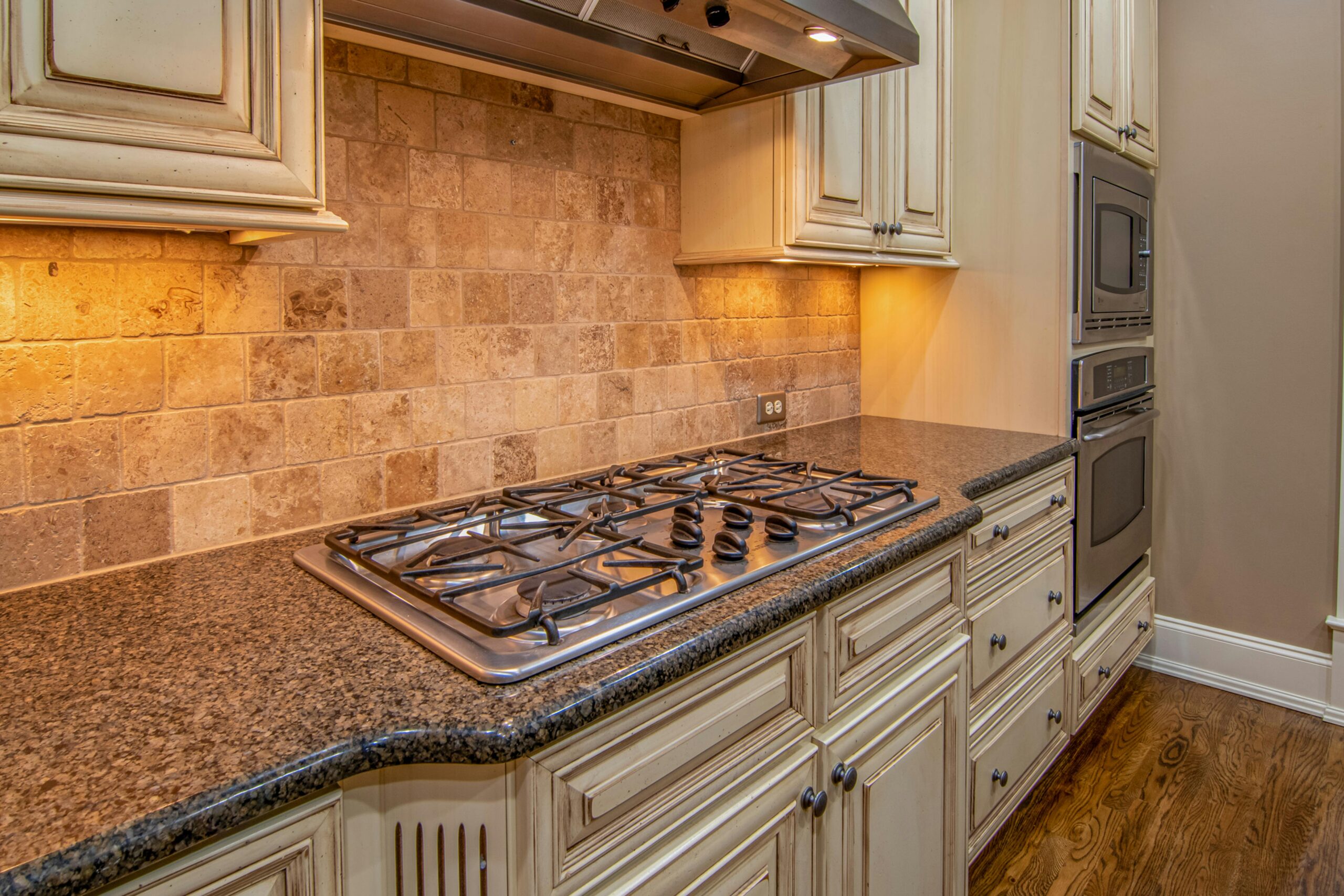 Gas stove on kitchen counter
