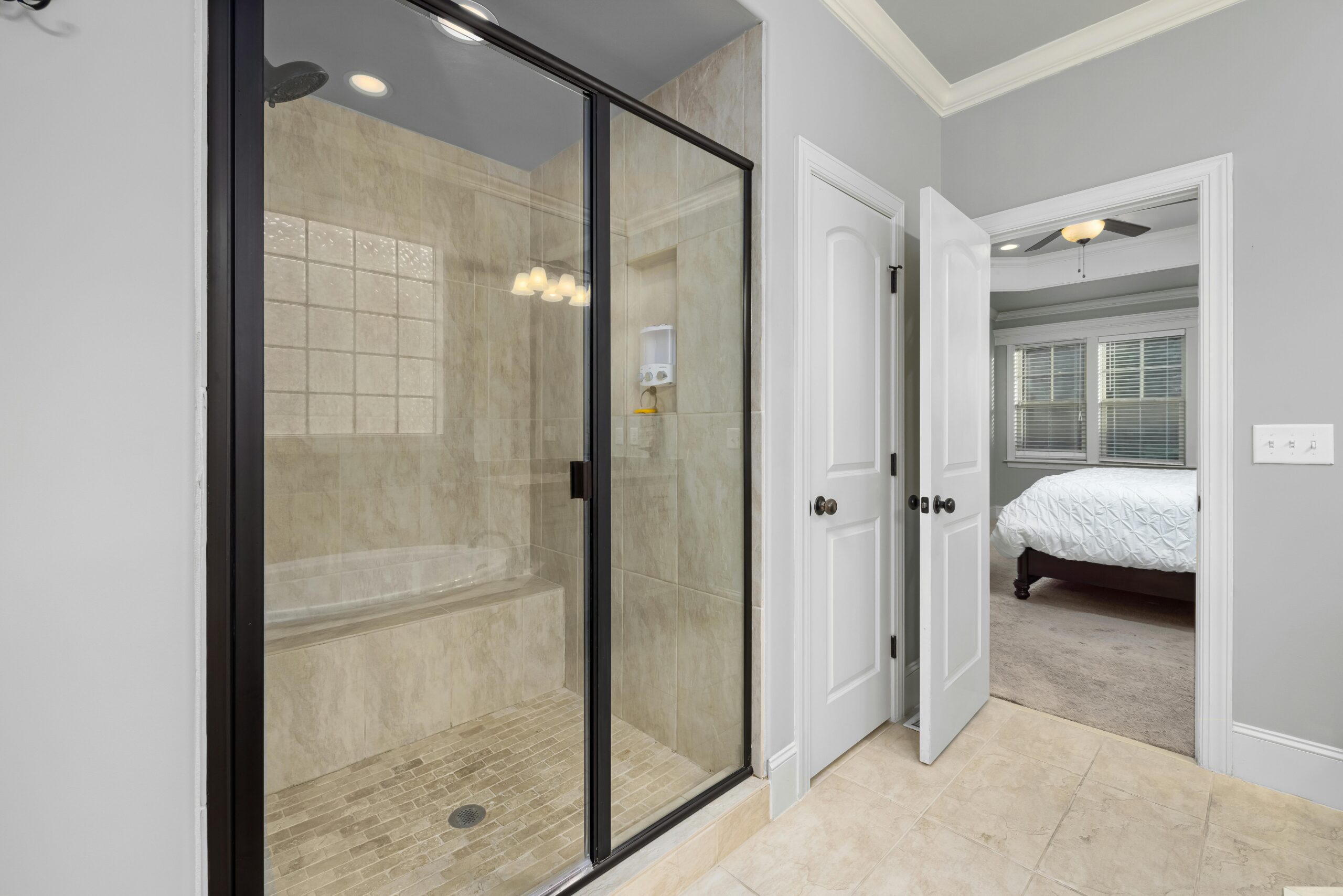 Glass door in the shower room