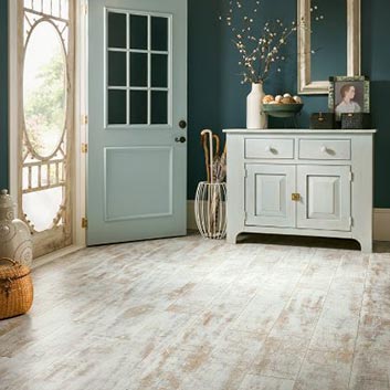 white rubbed paint laminate floor